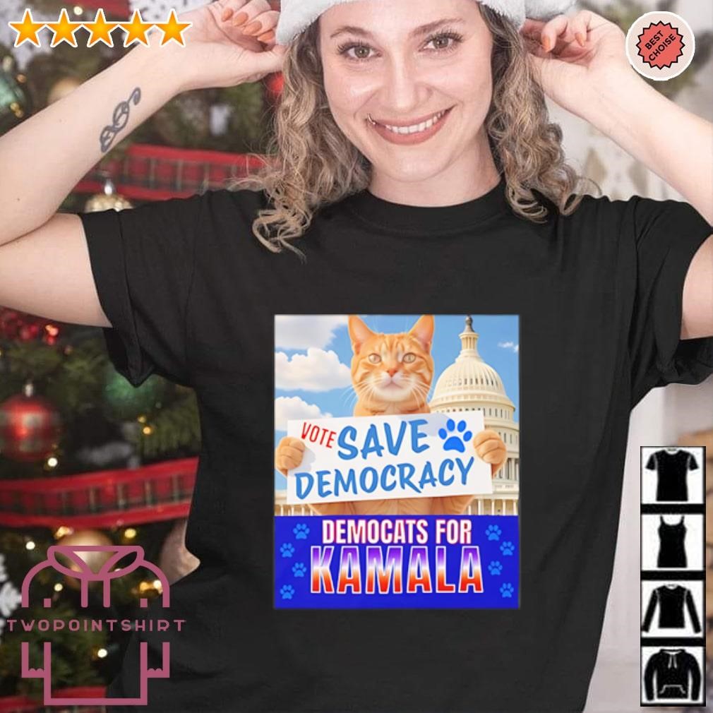 Awesome Vote Save Democracy Democrats For Kamala Childless Cat Lady shirt