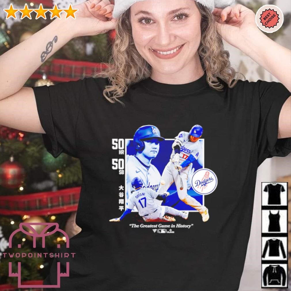 Funny Shohei Ohtani Los Angeles Dodgers The Greatest Game in History 50 HR 50 SB shirt