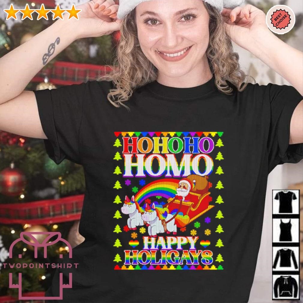 Awesome Ho Ho Homo Holigays Homosexual LGBT Christmas shirt