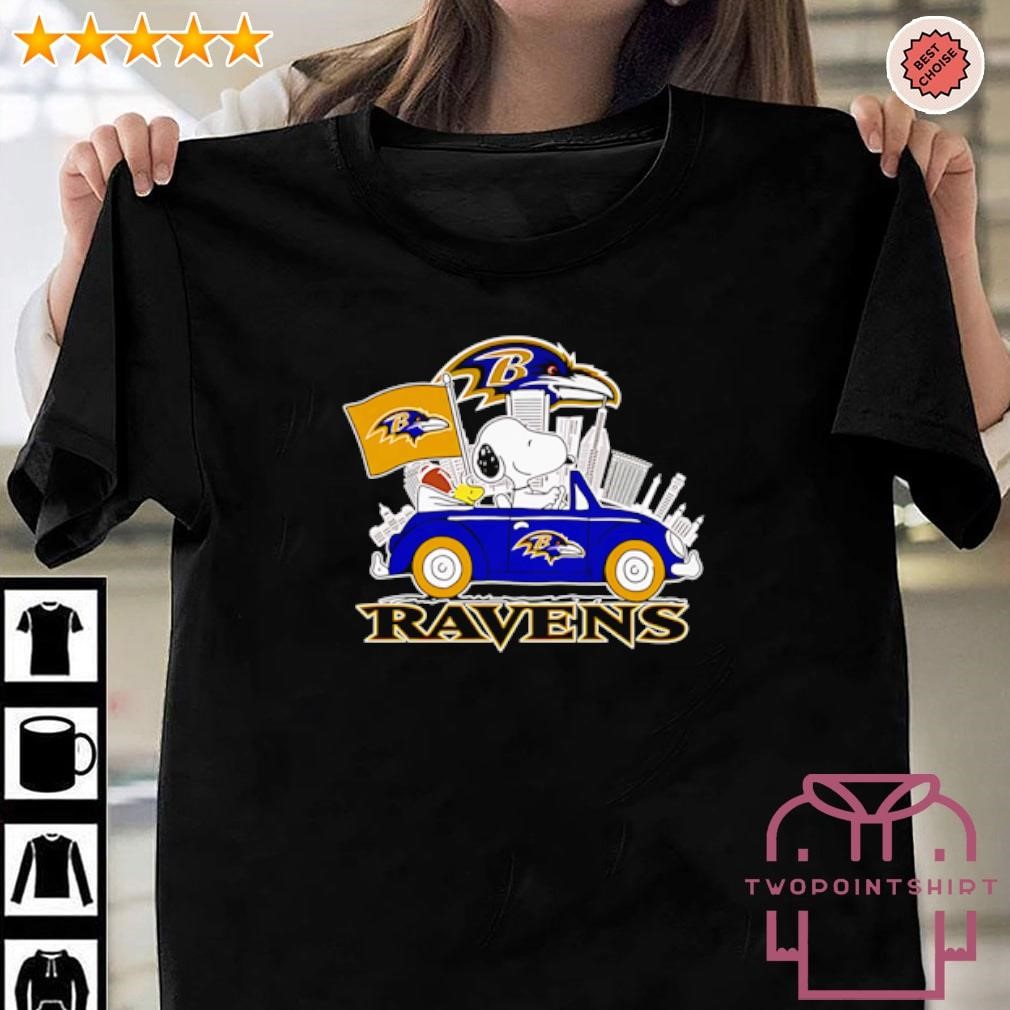 Best Snoopy and Woodstock drive Baltimore Ravens City shirt