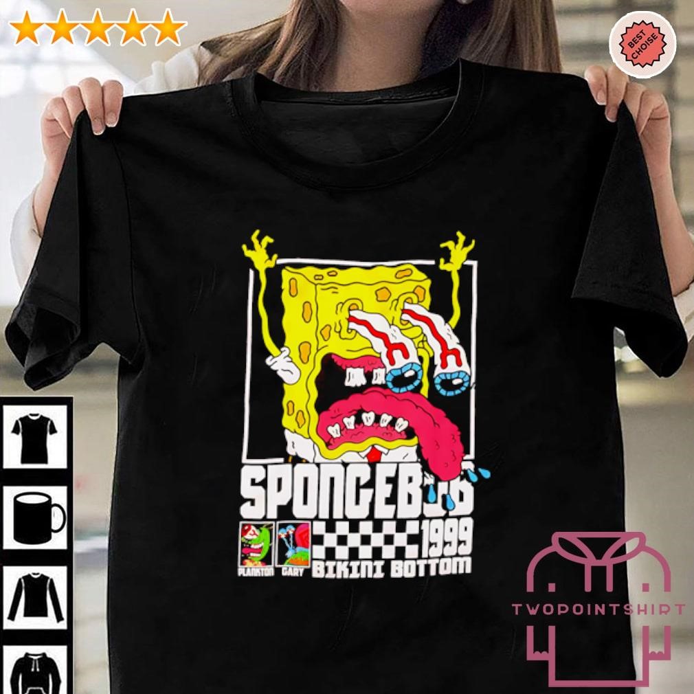 Nice SpongeBob SquarePants 1999 Scary Face Bikini Bottom shirt