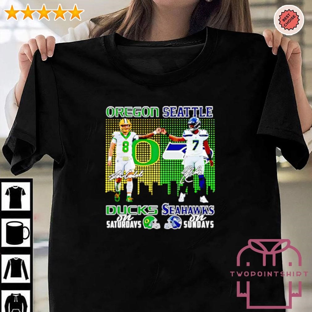 Premium Oregon Ducks Dillon Gabriel and Seattle Seahawks Geno Smith signatures shirt